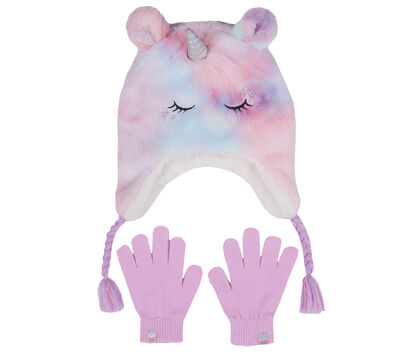 Cold Weather Plush Tie-Dye Unicorn Hat Set